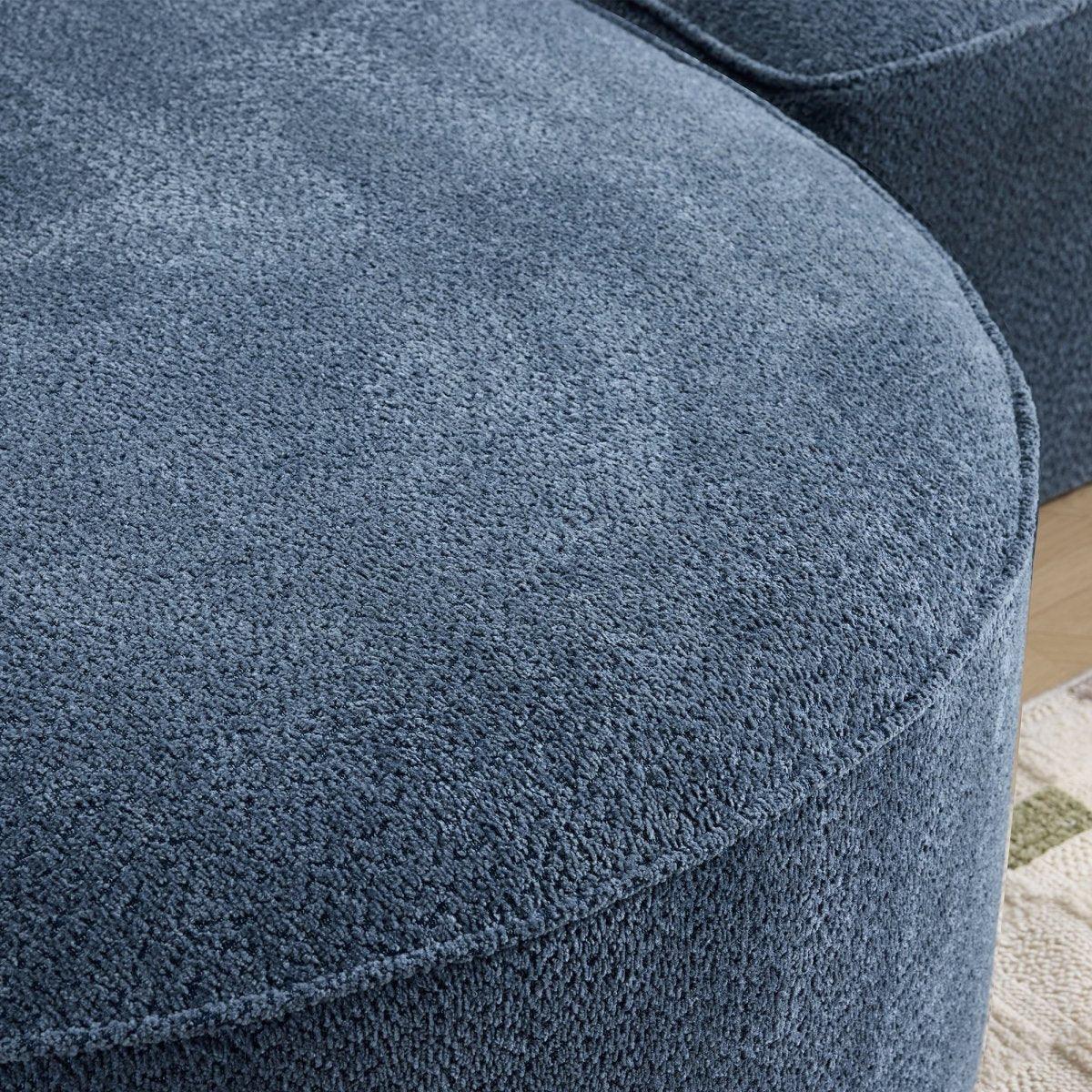 Modern Curved Blue Chenille Foam 5-Seat Sofa - Omega Lifestyles