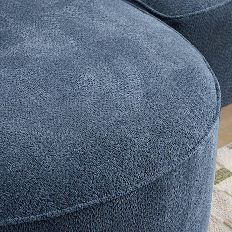 Modern Curved Blue Chenille Foam 5-Seat Sofa - Omega Lifestyles