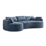 Modern Curved Blue Chenille Foam 5-Seat Sofa - Omega Lifestyles