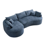 Modern Curved Blue Chenille Foam 5-Seat Sofa - Omega Lifestyles