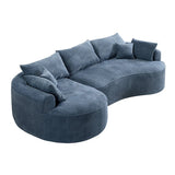 Modern Curved Blue Chenille Foam 5-Seat Sofa - Omega Lifestyles