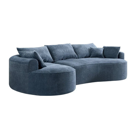 Modern Curved Blue Chenille Foam 5-Seat Sofa - Omega Lifestyles