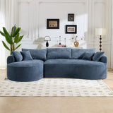 Modern Curved Blue Chenille Foam 5-Seat Sofa - Omega Lifestyles