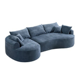 Modern Curved Blue Chenille Foam 5-Seat Sofa - Omega Lifestyles