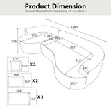 Modern Curved Blue Chenille Foam 5-Seat Sofa - Omega Lifestyles