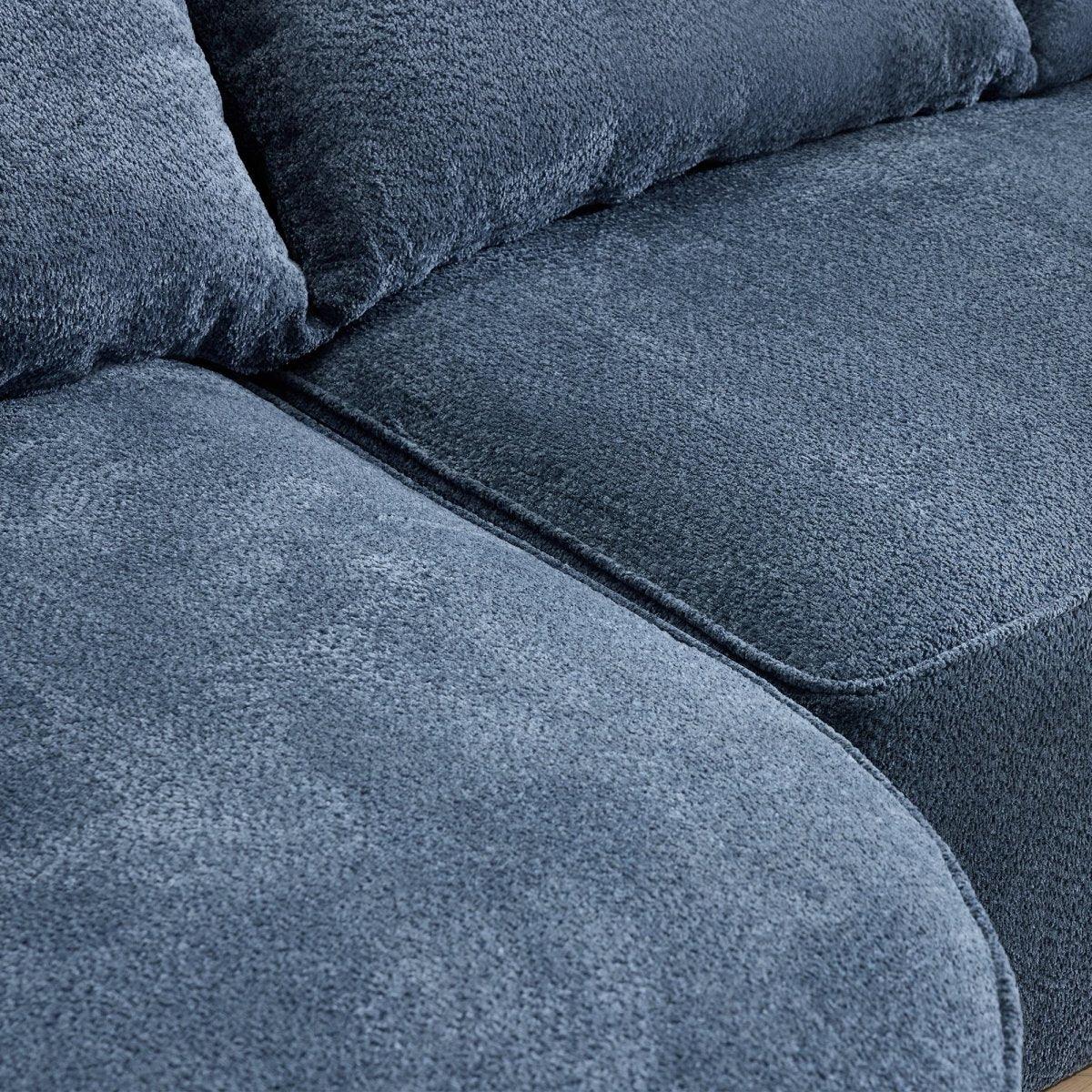 Modern Curved Blue Chenille Foam 5-Seat Sofa - Omega Lifestyles