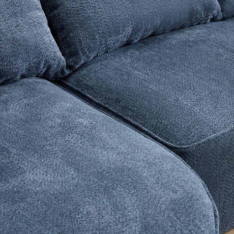Modern Curved Blue Chenille Foam 5-Seat Sofa - Omega Lifestyles