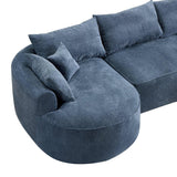 Modern Curved Blue Chenille Foam 5-Seat Sofa - Omega Lifestyles