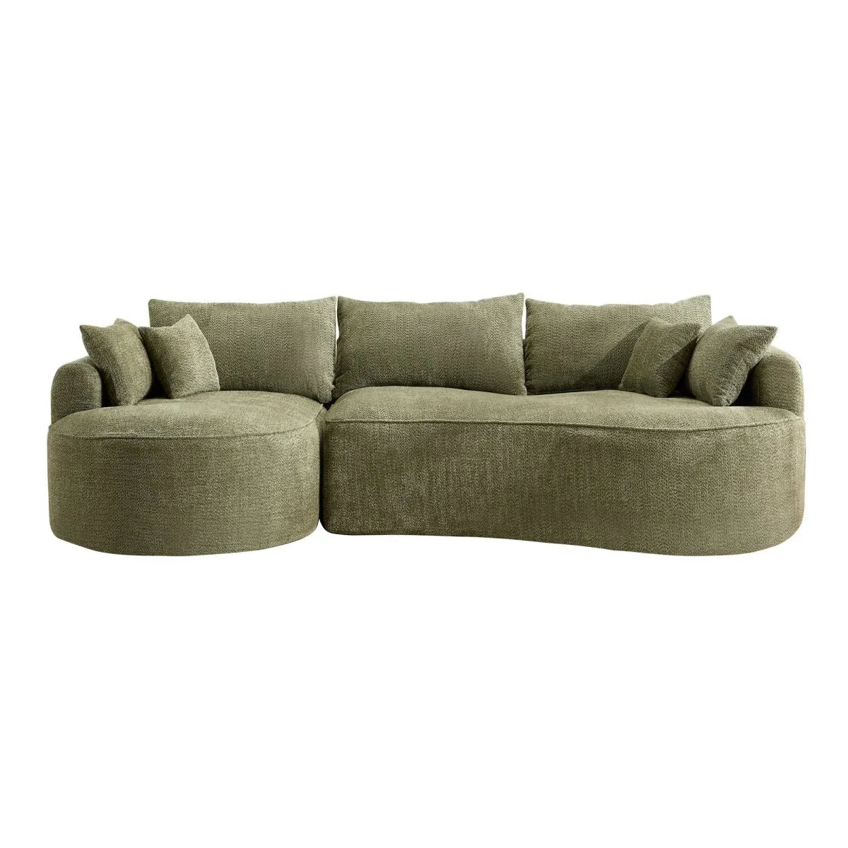 Modern Curved Green Chenille 5-Seat Foam Sofa - Omega Lifestyles