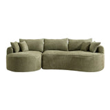Modern Curved Green Chenille 5-Seat Foam Sofa - Omega Lifestyles