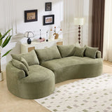 Modern Curved Green Chenille 5-Seat Foam Sofa - Omega Lifestyles