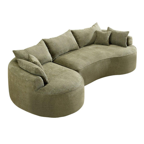 Modern Curved Green Chenille 5-Seat Foam Sofa - Omega Lifestyles