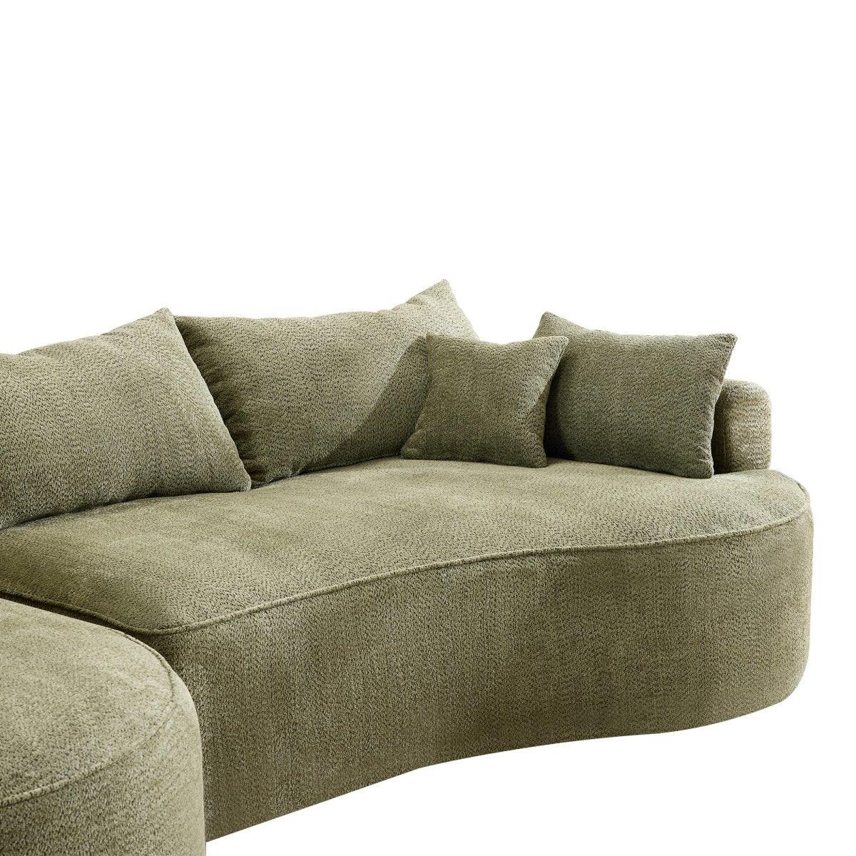 Modern Curved Green Chenille 5-Seat Foam Sofa - Omega Lifestyles