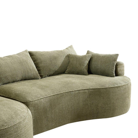 Modern Curved Green Chenille 5-Seat Foam Sofa - Omega Lifestyles