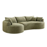 Modern Curved Green Chenille 5-Seat Foam Sofa - Omega Lifestyles