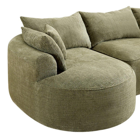 Modern Curved Green Chenille 5-Seat Foam Sofa - Omega Lifestyles