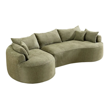 Modern Curved Green Chenille 5-Seat Foam Sofa - Omega Lifestyles