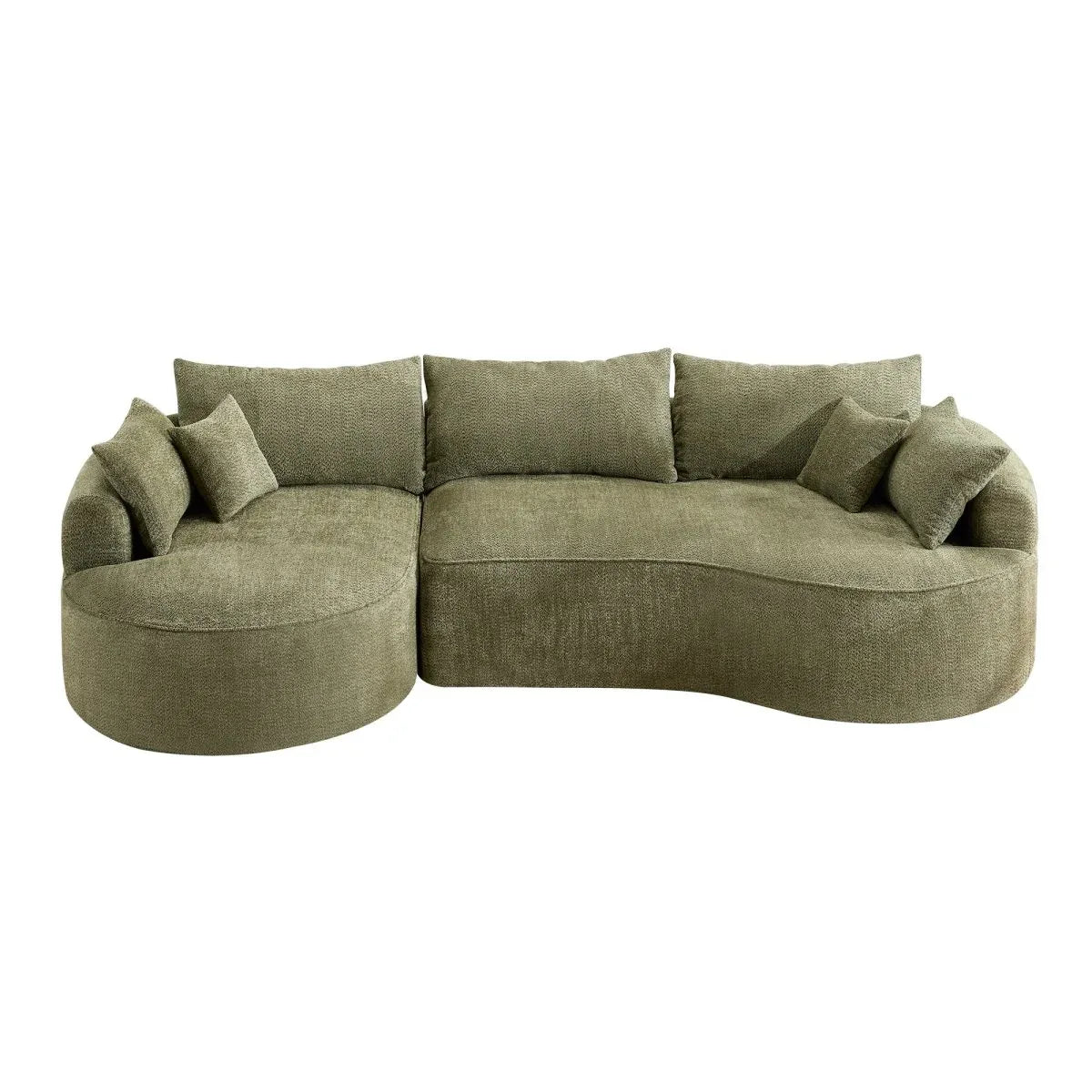 Modern Curved Green Chenille 5-Seat Foam Sofa - Omega Lifestyles
