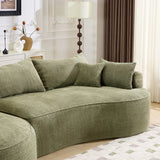 Modern Curved Green Chenille 5-Seat Foam Sofa - Omega Lifestyles
