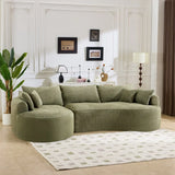 Modern Curved Green Chenille 5-Seat Foam Sofa - Omega Lifestyles