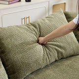 Modern Curved Green Chenille 5-Seat Foam Sofa - Omega Lifestyles