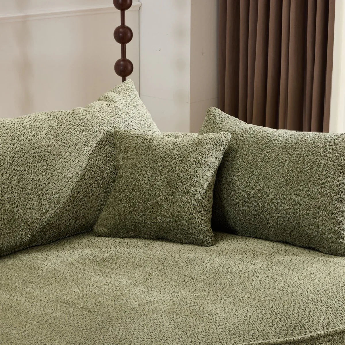 Modern Curved Green Chenille 5-Seat Foam Sofa - Omega Lifestyles