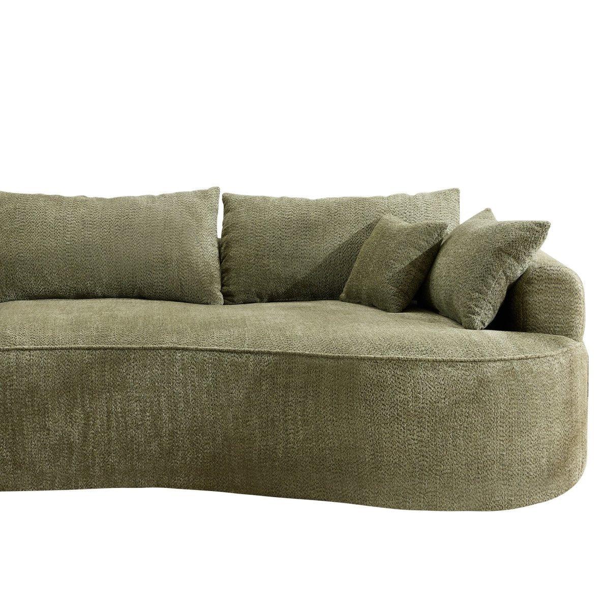 Modern Curved Green Chenille 5-Seat Foam Sofa - Omega Lifestyles