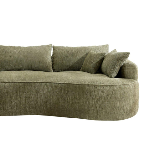 Modern Curved Green Chenille 5-Seat Foam Sofa - Omega Lifestyles