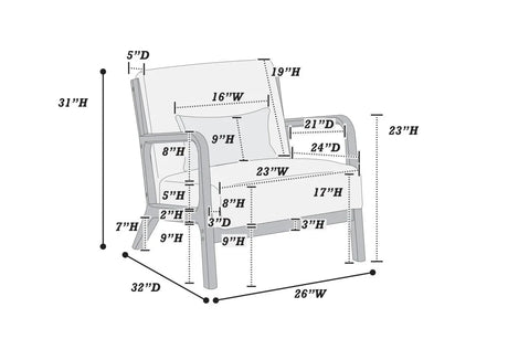 Modern Dark Gray Corduroy Accent Chair With Pillow - Omega Lifestyles
