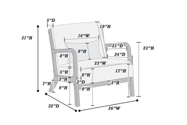 Modern Dark Gray Corduroy Accent Chair With Pillow - Omega Lifestyles