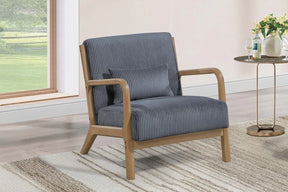Modern Dark Gray Corduroy Accent Chair With Pillow - Omega Lifestyles