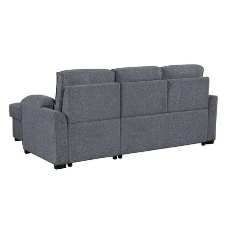 Modern Dark Grey Wood Frame Pull Out Sofabed With Storage Chaise - Omega Lifestyles