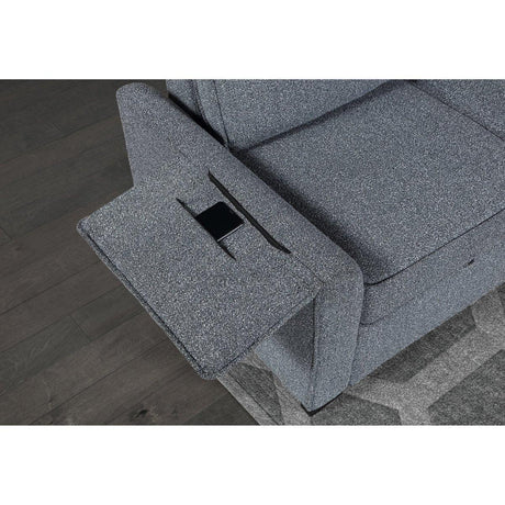 Modern Dark Grey Wood Frame Pull Out Sofabed With Storage Chaise - Omega Lifestyles