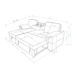 Modern Dark Grey Wood Frame Pull Out Sofabed With Storage Chaise - Omega Lifestyles