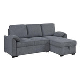 Modern Dark Grey Wood Frame Pull Out Sofabed With Storage Chaise - Omega Lifestyles