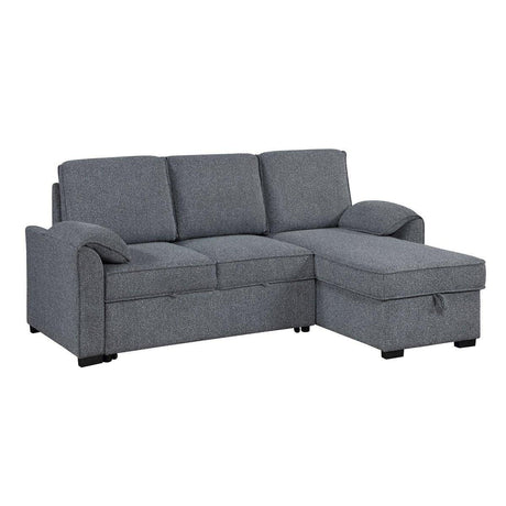 Modern Dark Grey Wood Frame Pull Out Sofabed With Storage Chaise - Omega Lifestyles