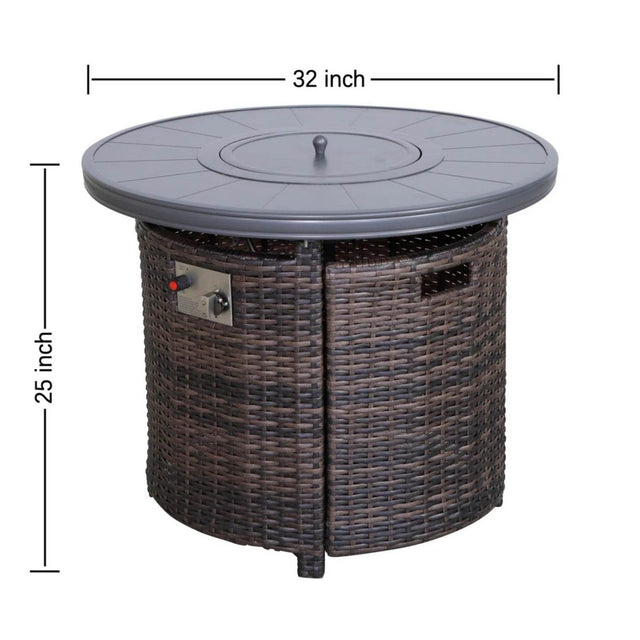 Modern Espresso Aluminum Rustproof Outdoor Fire Pit Table - Omega Lifestyles