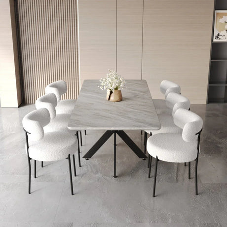 Modern Extendable MDF Dining Table With Upholstered Chairs - Omega Lifestyles