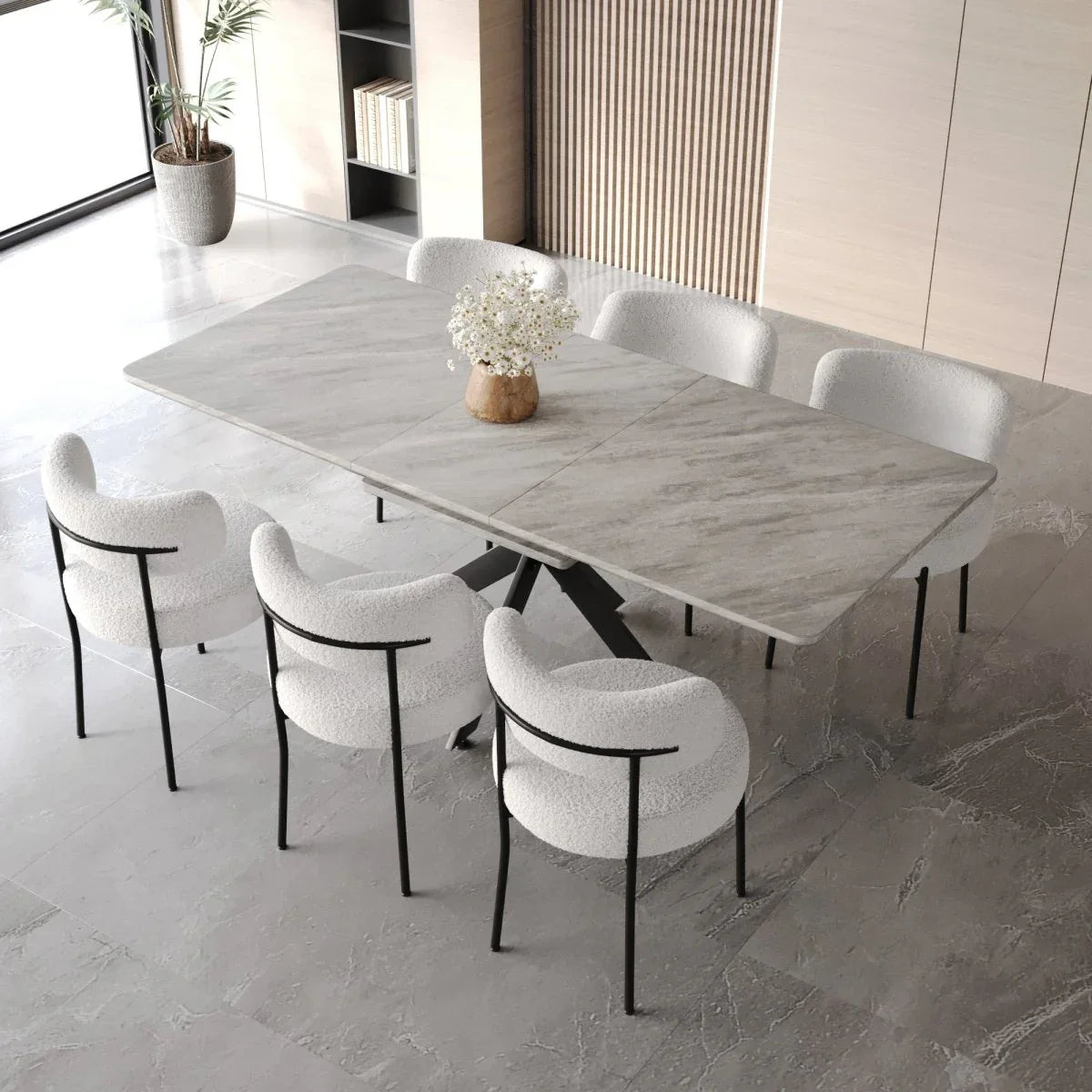 Modern Extendable MDF Dining Table With Upholstered Chairs - Omega Lifestyles