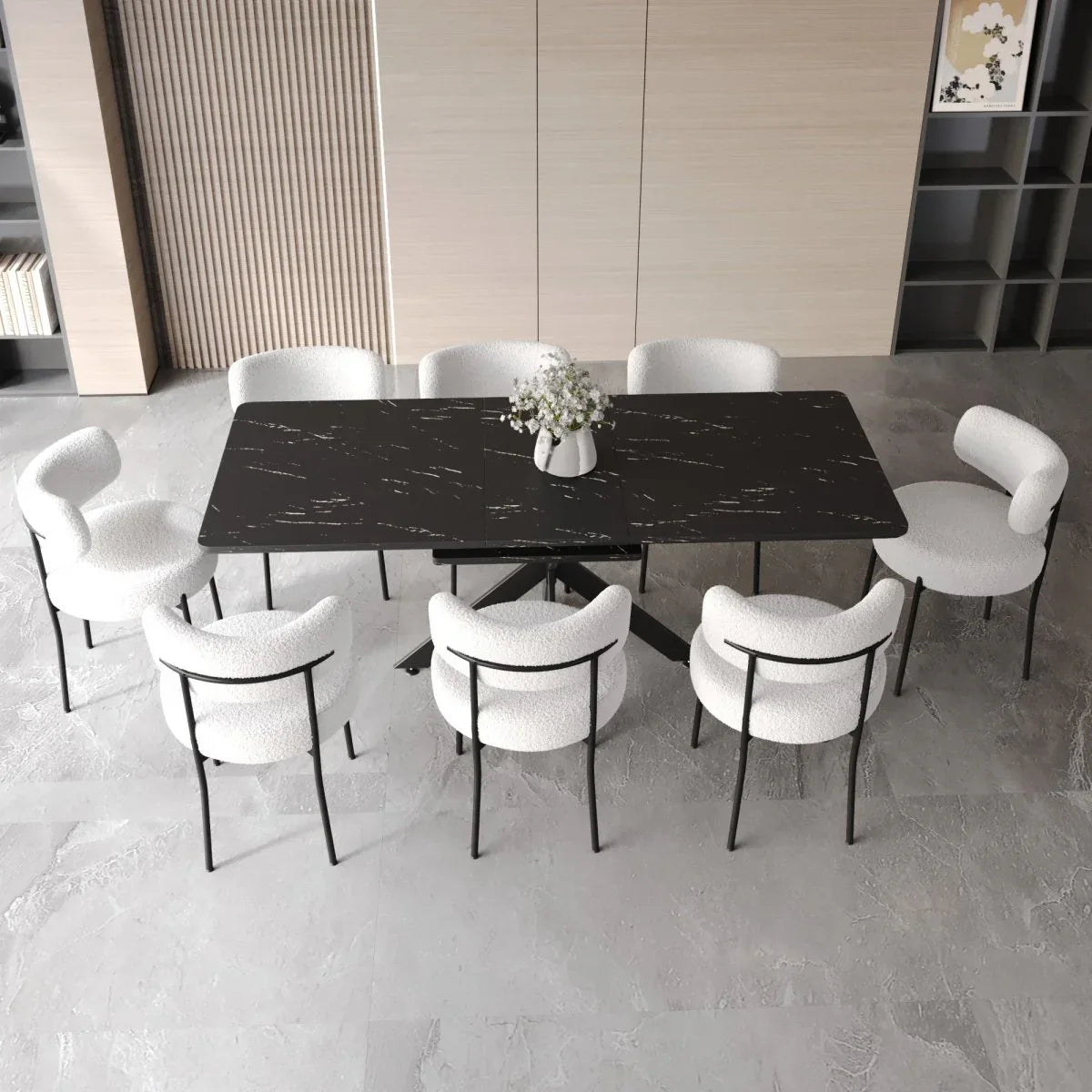 Modern Extendable MDF Metal Dining Table Set With Chairs - Omega Lifestyles