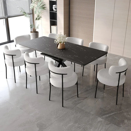 Modern Extendable MDF Metal Dining Table Set With Chairs - Omega Lifestyles