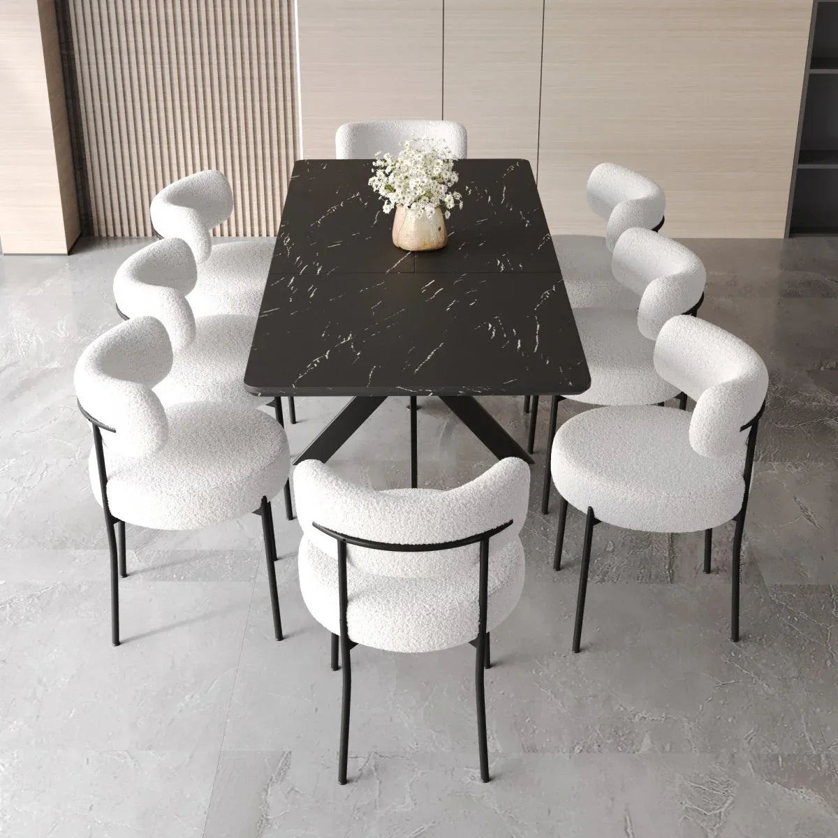 Modern Extendable MDF Metal Dining Table Set With Chairs - Omega Lifestyles