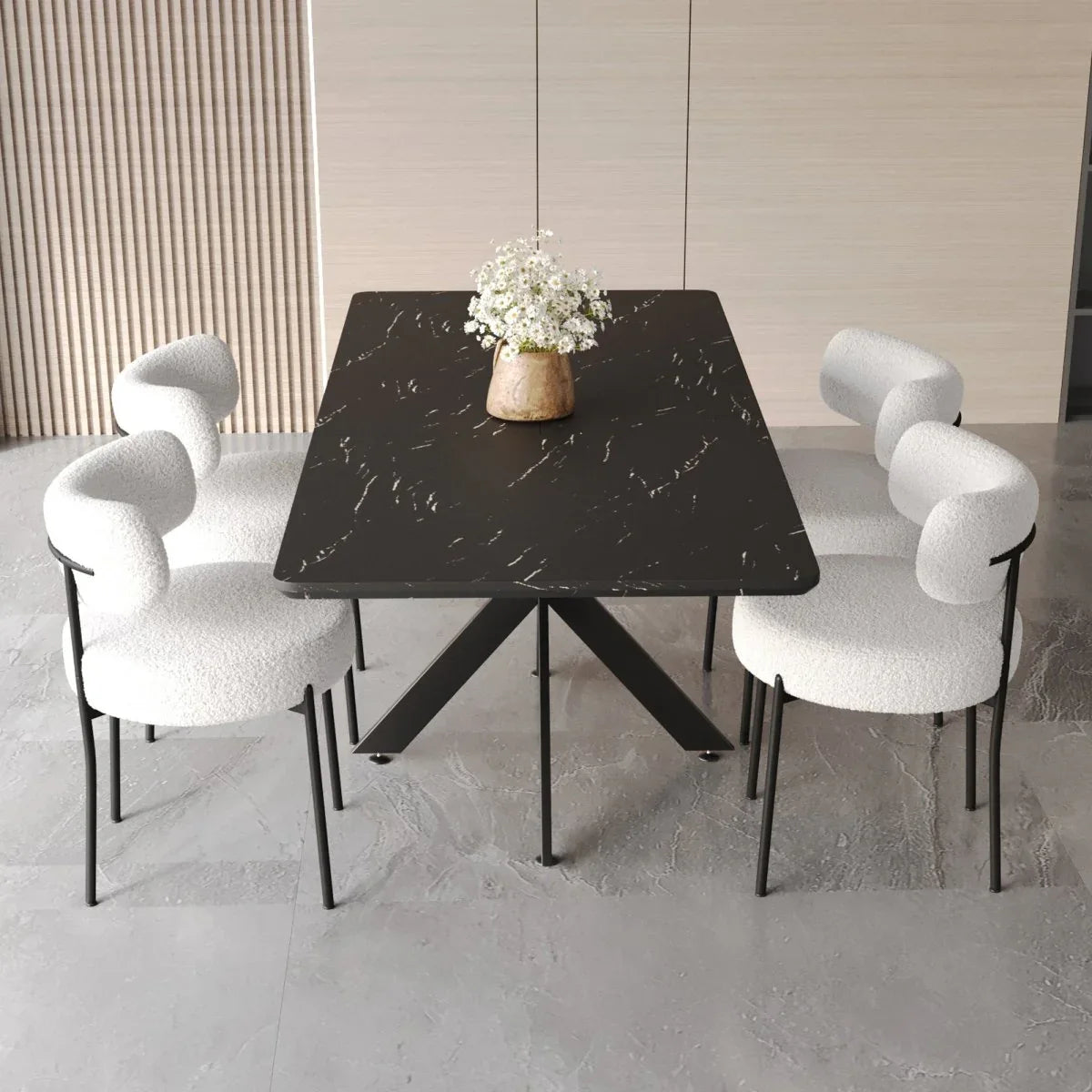 Modern Extendable MDF Metal Dining Table Set With Chairs - Omega Lifestyles