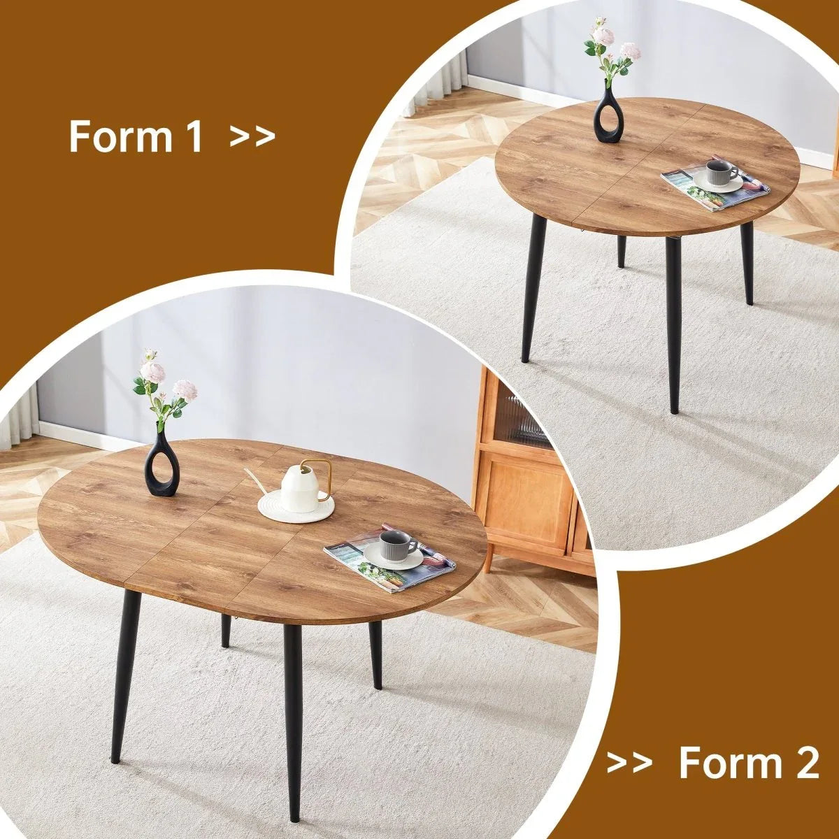 Modern Extendable Round MDF Dining Table With Six Chairs - Omega Lifestyles