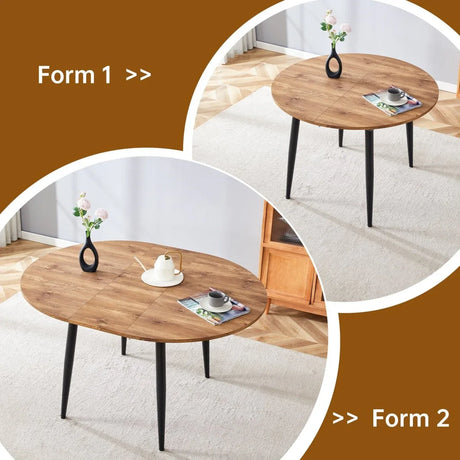 Modern Extendable Round MDF Dining Table With Six Chairs - Omega Lifestyles