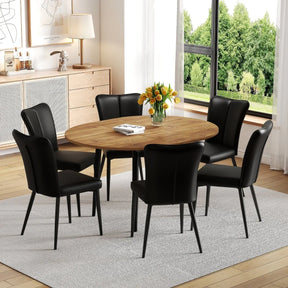 Modern Extendable Round MDF Dining Table With Six Chairs - Omega Lifestyles