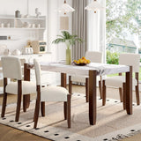 Modern Faux Marble Rectangular Dining Table With Rubber Wood Legs - Omega Lifestyles