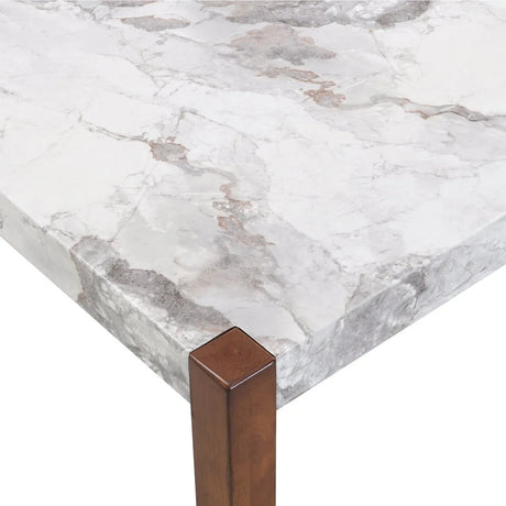 Modern Faux Marble Rectangular Dining Table With Rubber Wood Legs - Omega Lifestyles