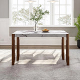 Modern Faux Marble Rectangular Dining Table With Rubber Wood Legs - Omega Lifestyles