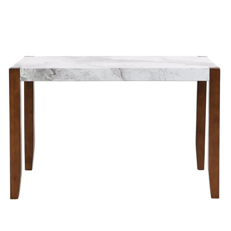 Modern Faux Marble Rectangular Dining Table With Rubber Wood Legs - Omega Lifestyles